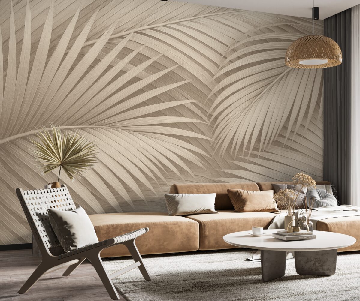 Fototapeta Abstrakcyjne liście palmowe w subtelnych tonacjach.