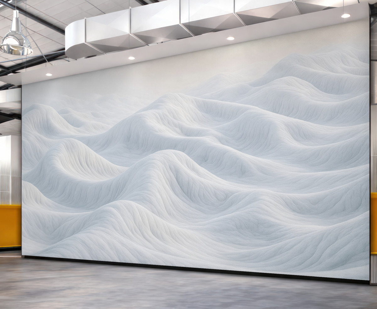 Fototapeta Niebieski pejzaż z falistymi wzgórzami i piaskowymi wydmami.