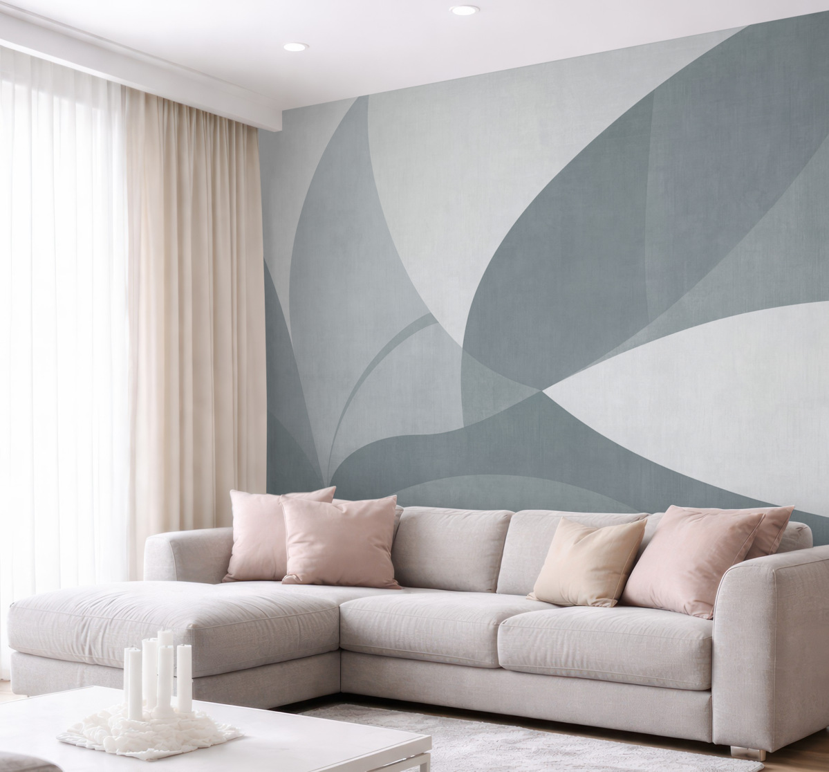 Fototapeta Abstrakcyjna sztuka minimalistyczna w tonacjach niebieskiego.