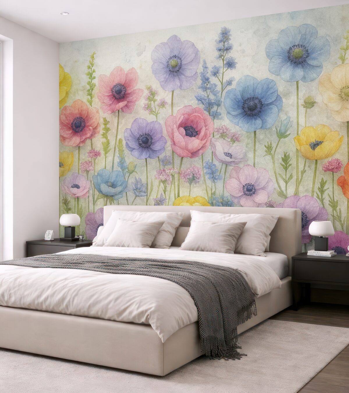 Fototapeta Wysokie akwarelowe rośliny na postarzonym tle.