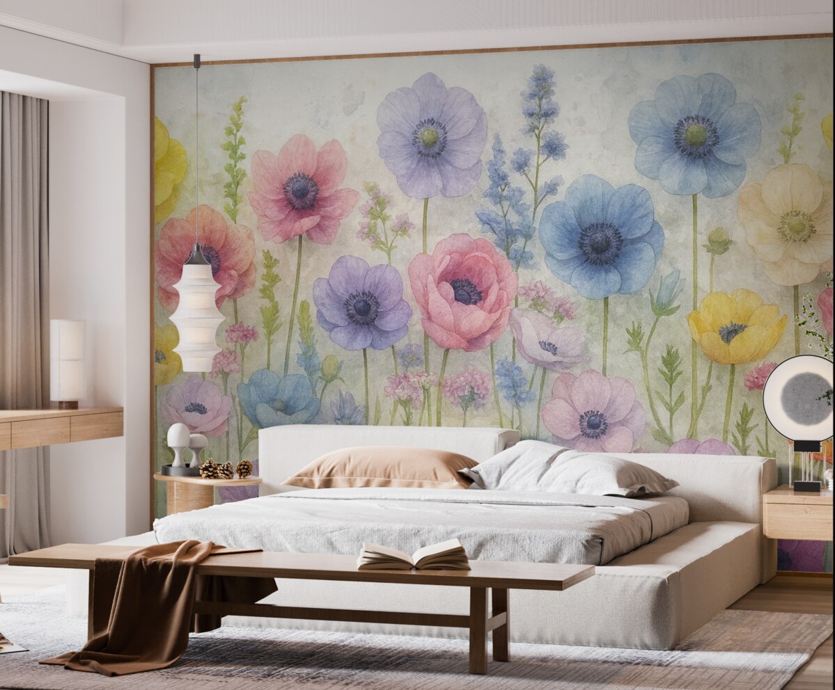 Fototapeta Wysokie akwarelowe rośliny na postarzonym tle.