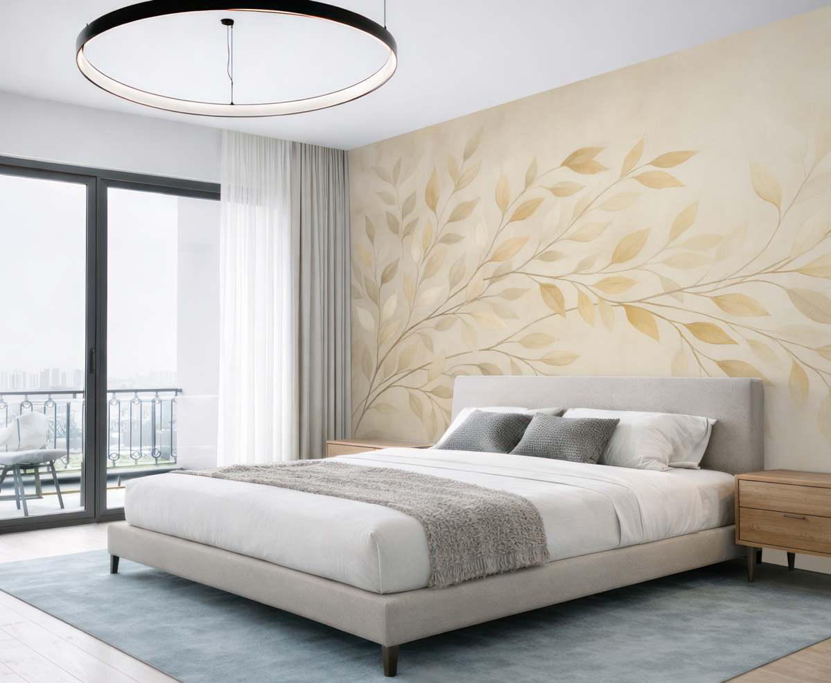 Fototapeta Akwarelowe konary na betonowym tle.