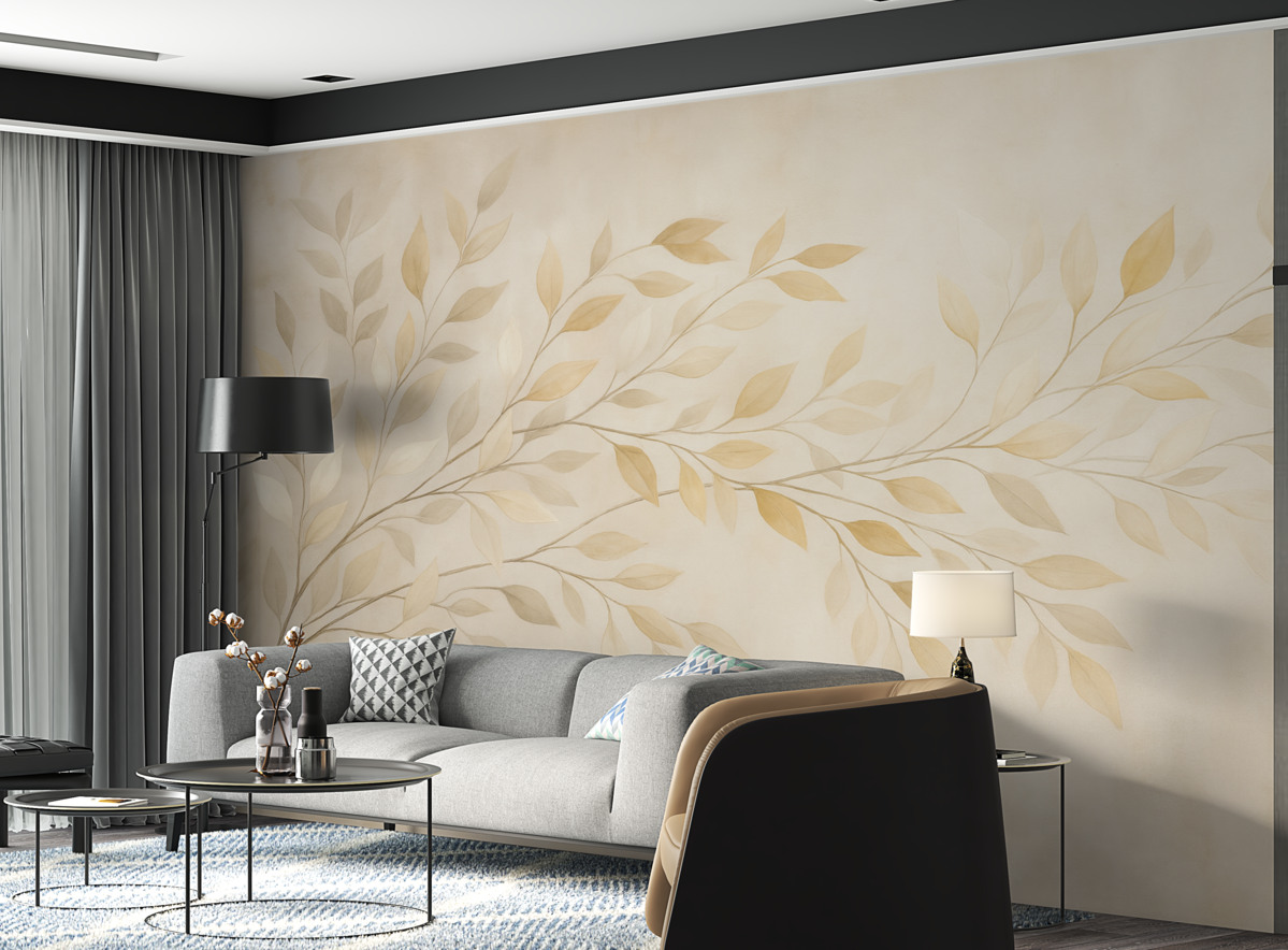 Fototapeta Akwarelowe konary na betonowym tle.