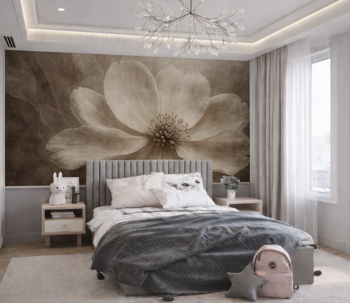 Fototapeta Ogromny abstrakcyjny kwiat na postarzałym tle.