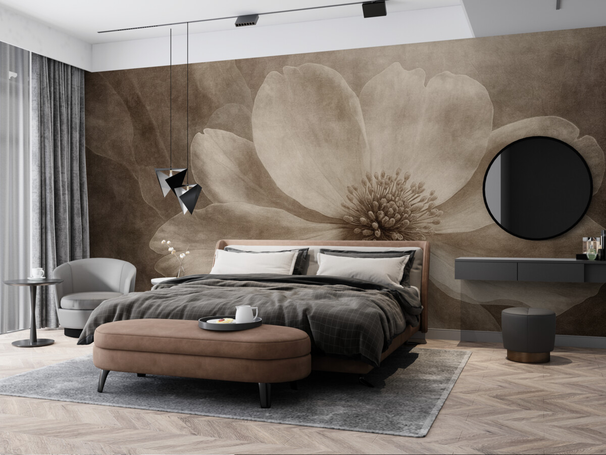 Fototapeta Ogromny abstrakcyjny kwiat na postarzałym tle.