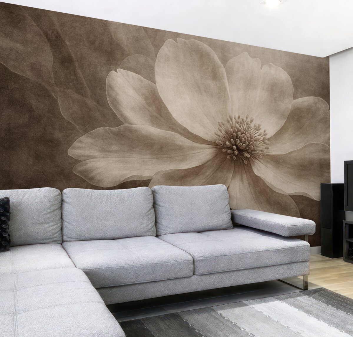 Fototapeta Ogromny abstrakcyjny kwiat na postarzałym tle.