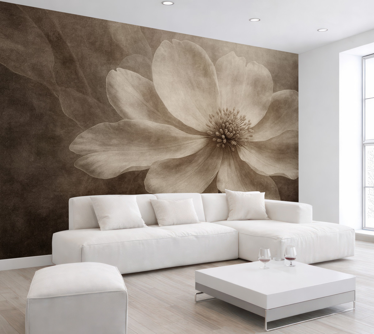 Fototapeta Ogromny abstrakcyjny kwiat na postarzałym tle.