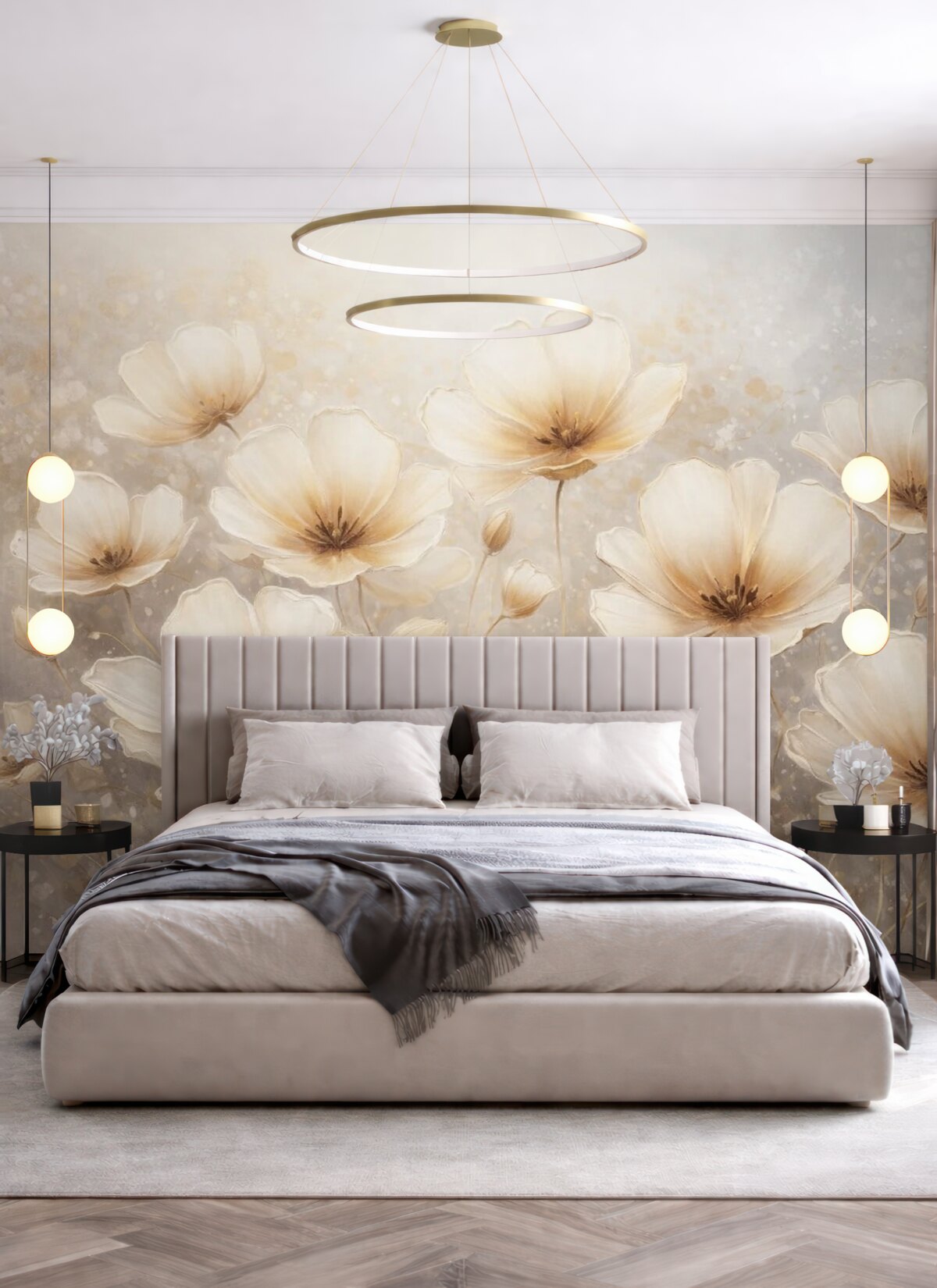 Fototapeta Wytworne kwiaty o subtelnych, aksamitnych płatkach w ciepłych tonacjach.