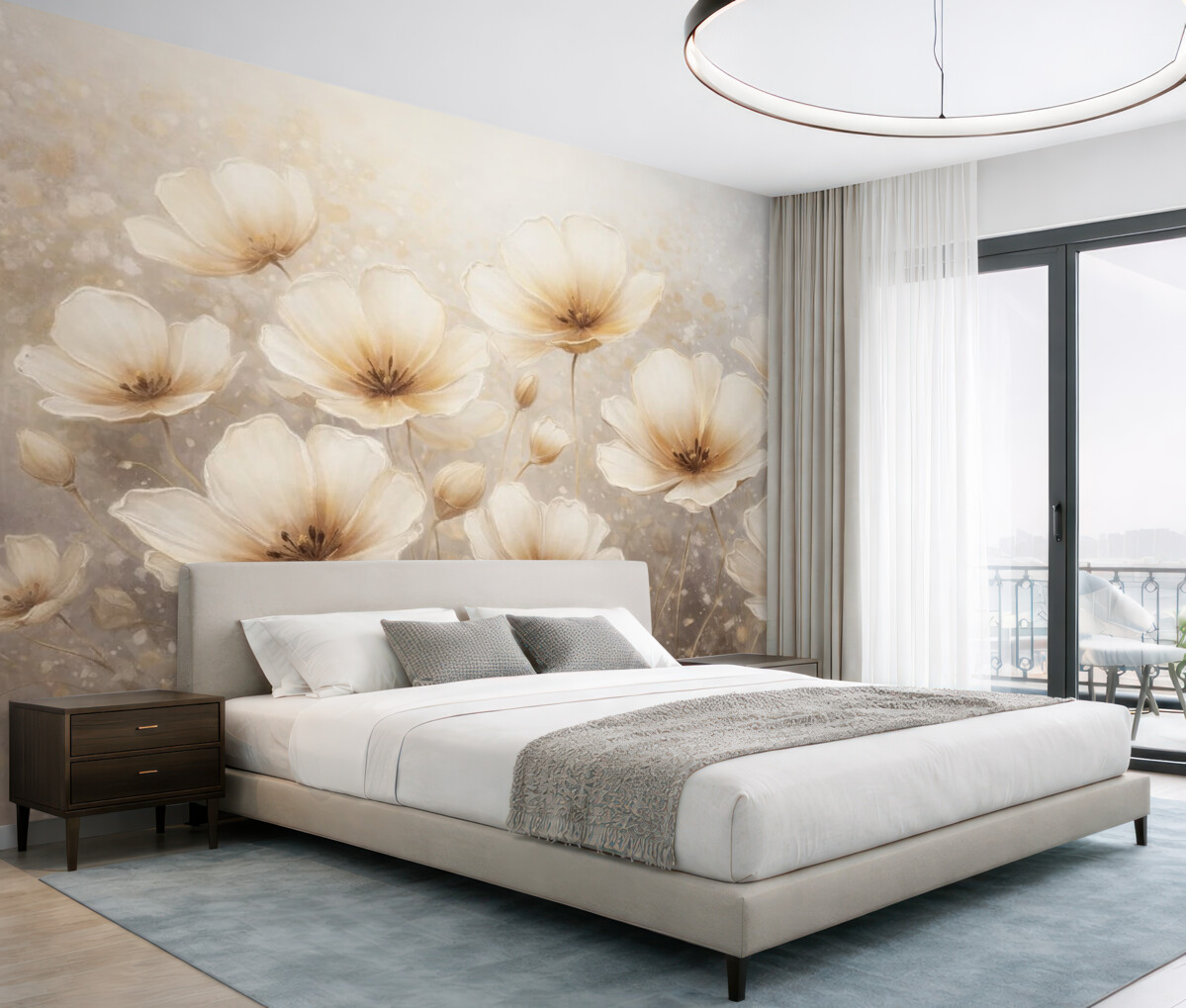 Fototapeta Wytworne kwiaty o subtelnych, aksamitnych płatkach w ciepłych tonacjach.