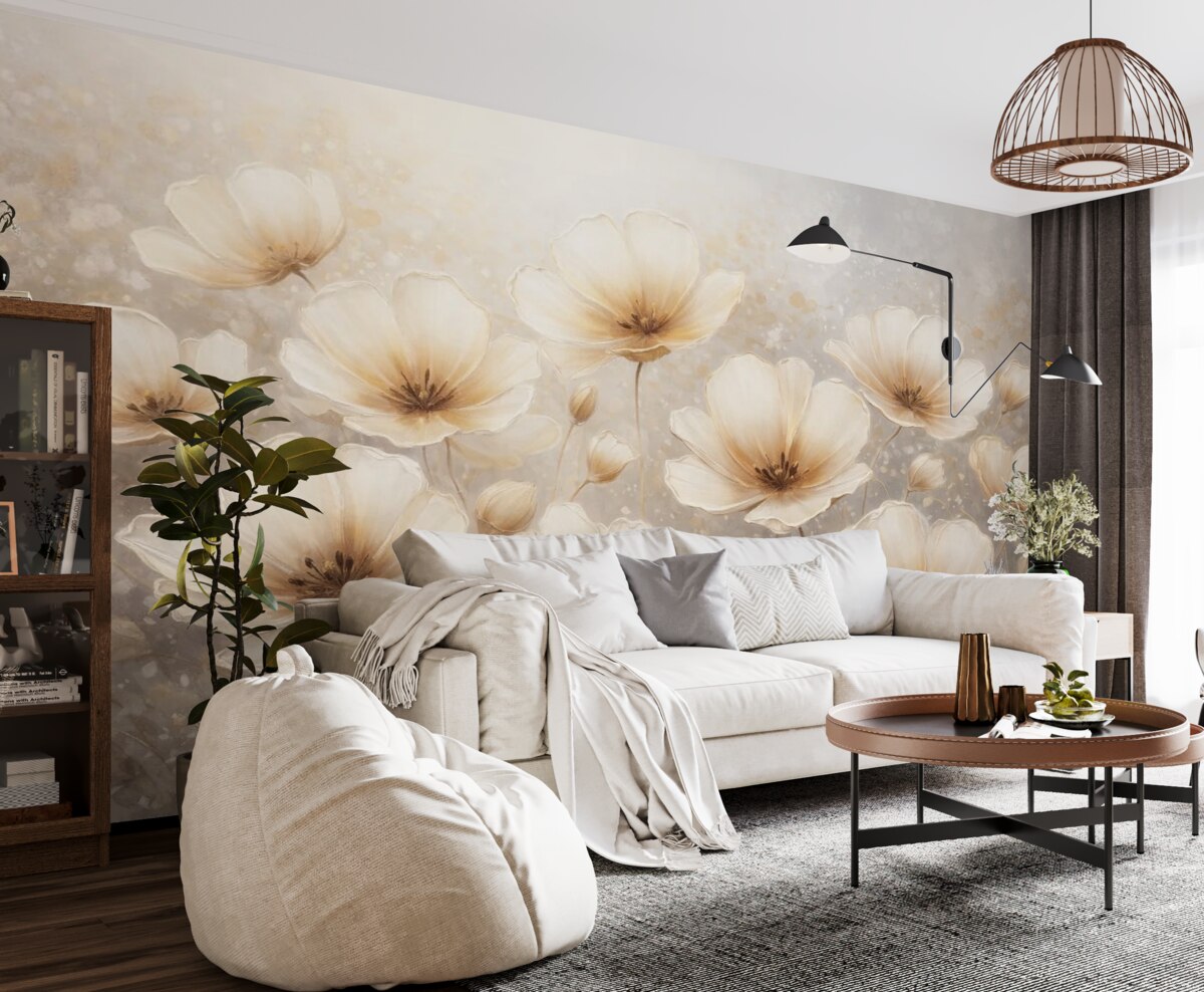 Fototapeta Wytworne kwiaty o subtelnych, aksamitnych płatkach w ciepłych tonacjach.