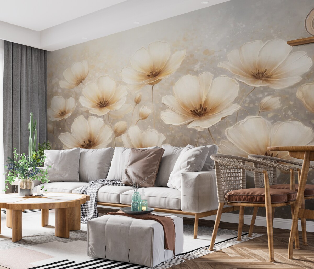 Fototapeta Wytworne kwiaty o subtelnych, aksamitnych płatkach w ciepłych tonacjach.