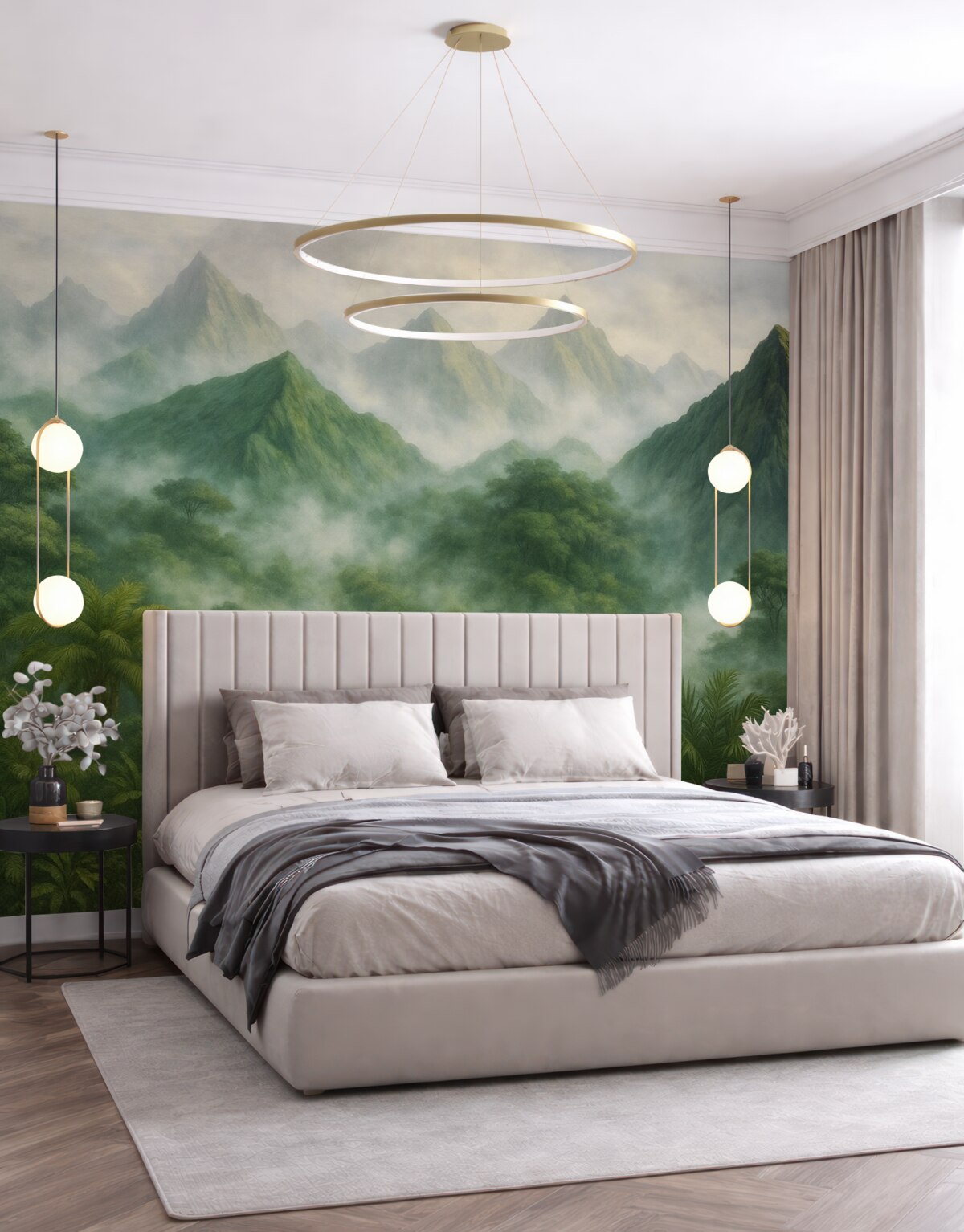 Fototapeta Tropikalny zakątek w górach, naśladujący akwarelę.