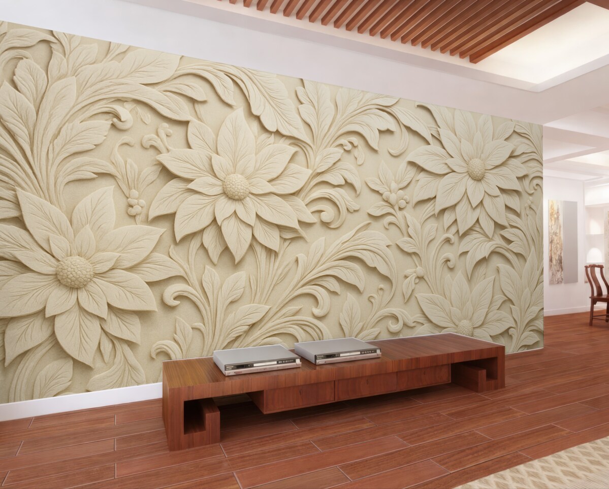 Fototapeta Naśladowanie listwy w odcieniu beżowym.