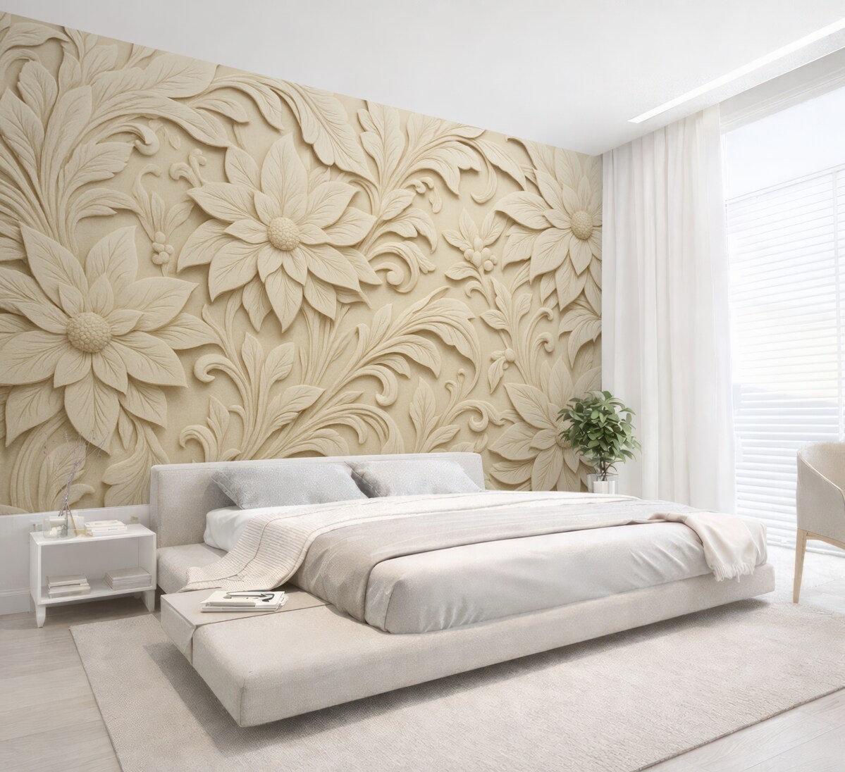 Fototapeta Naśladowanie listwy w odcieniu beżowym.