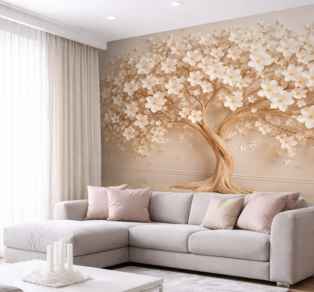 Fototapeta Drzewo z drobnymi kwiatami.