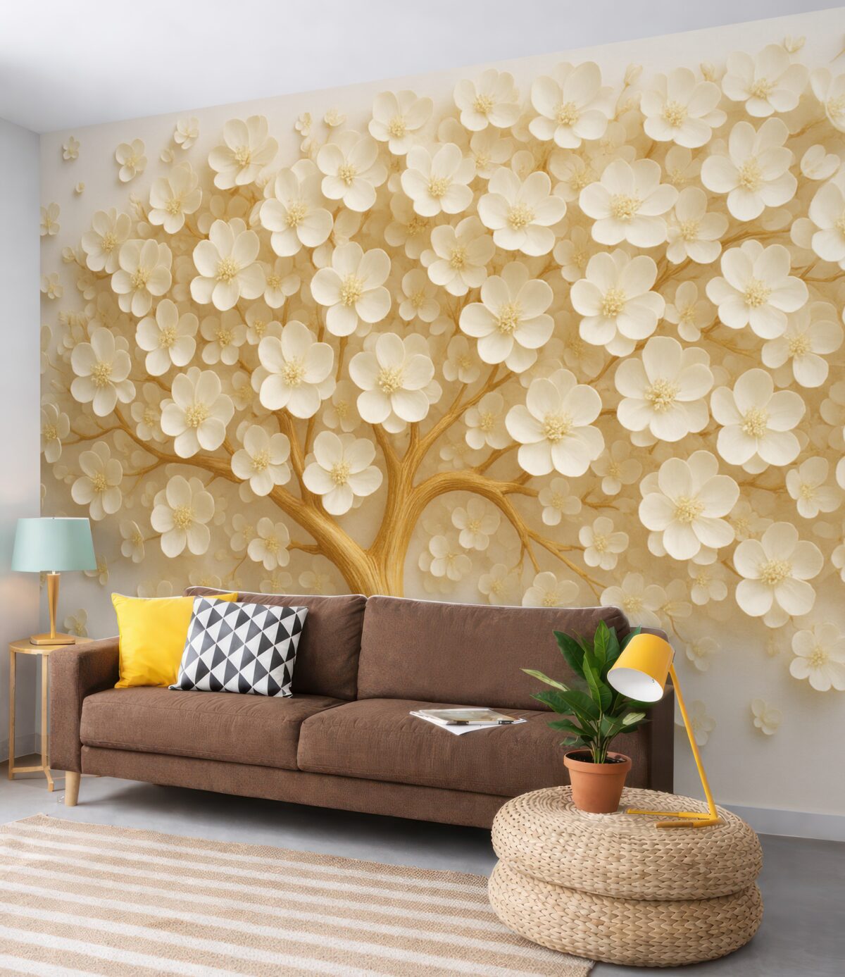 Fototapeta Drzewo z jasnymi, drobnymi kwiatami.