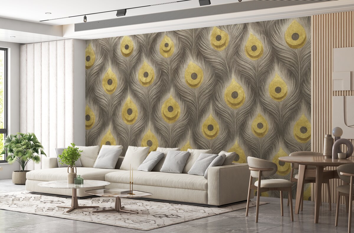 Fototapeta Pawie pióra na zniszczonym tle