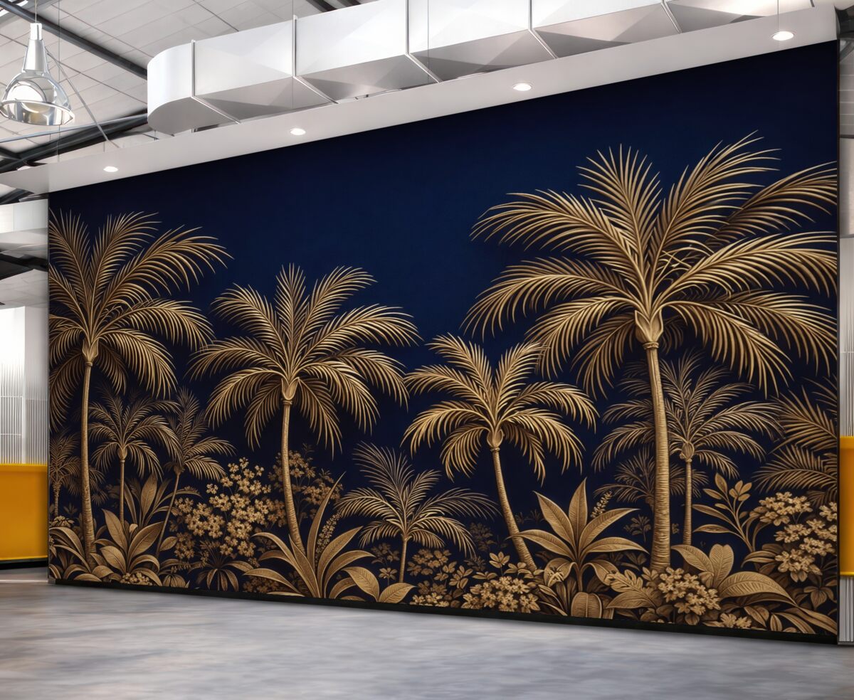 Fototapeta Palmy na granatowym tle.
