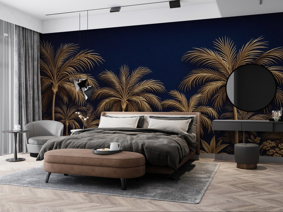 Fototapeta Palmy na granatowym tle.