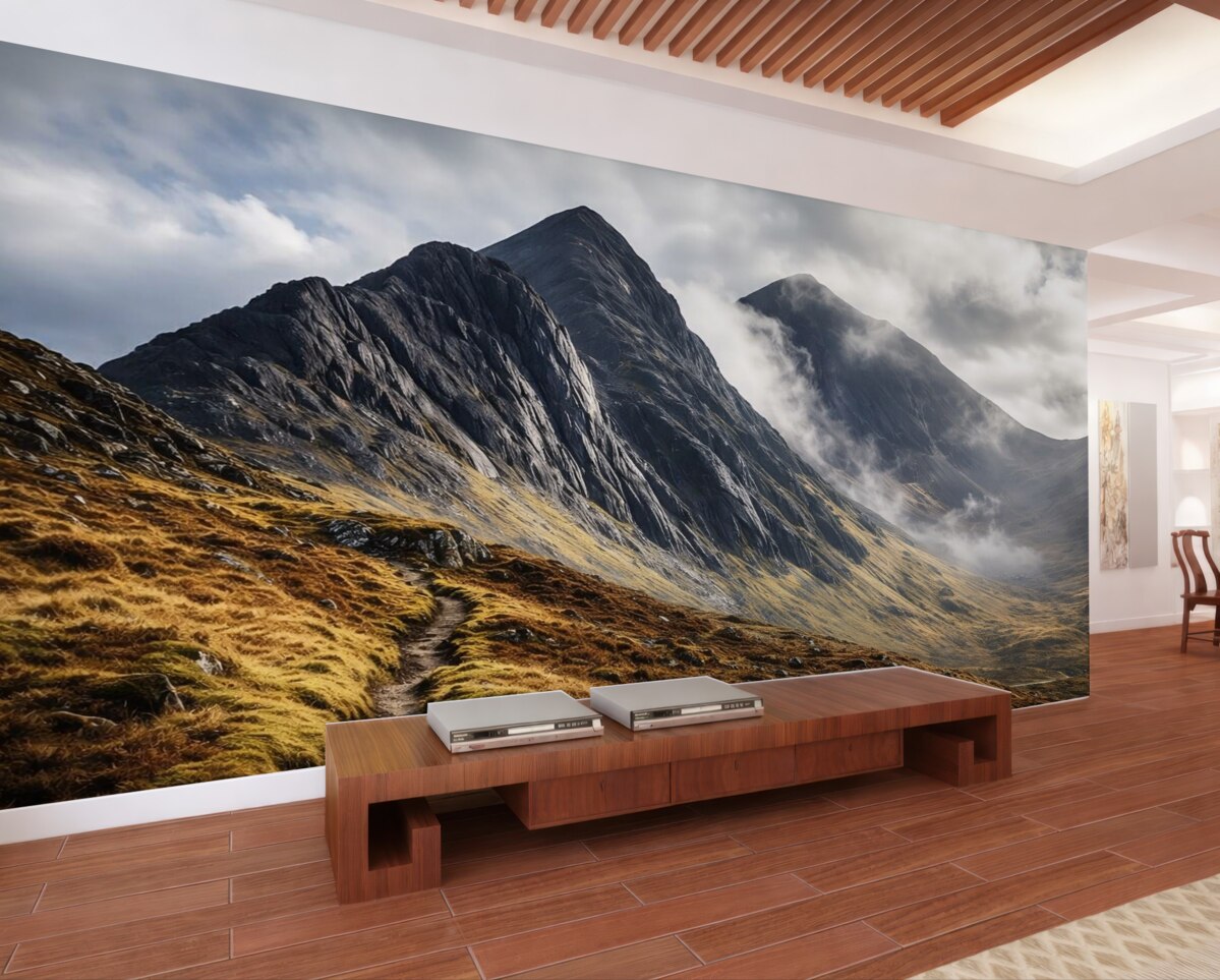 Fototapeta Kamieniste zbocze góry Snowdon w technice malarstwa olejnego.