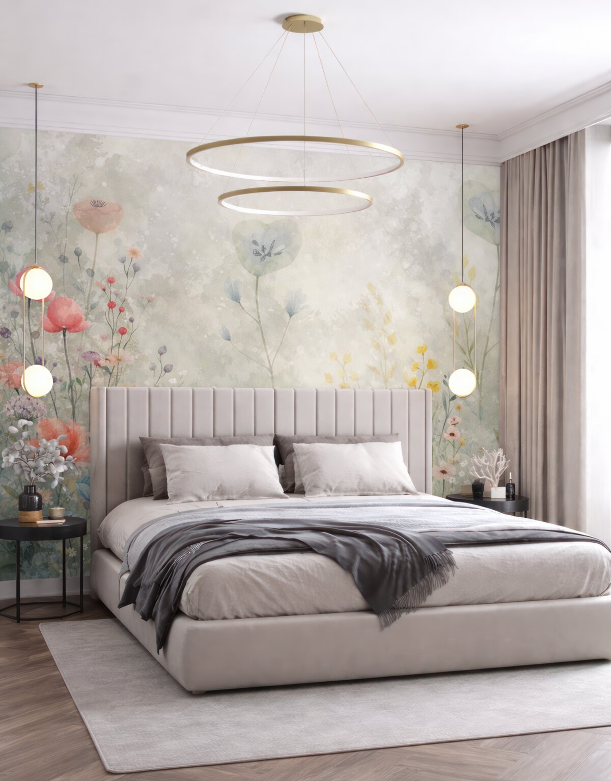 Fototapeta Kwiaty dzikie, naśladujące akwarelowe tło.