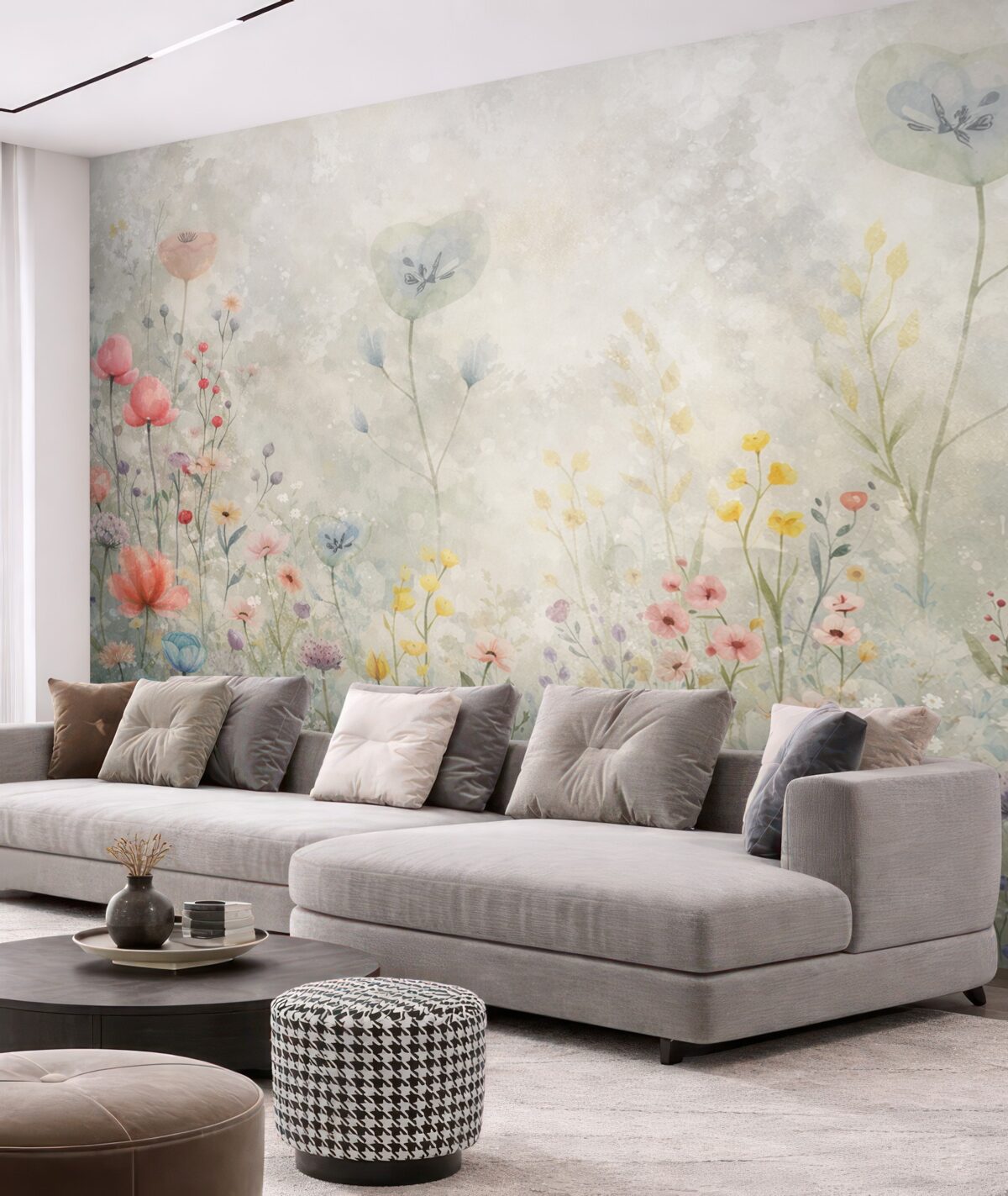 Fototapeta Kwiaty dzikie, naśladujące akwarelowe tło.