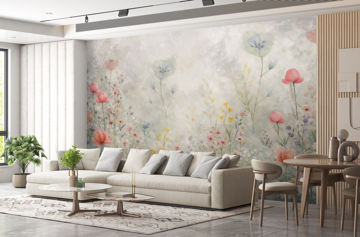 Fototapeta Kwiaty dzikie, naśladujące akwarelowe tło.