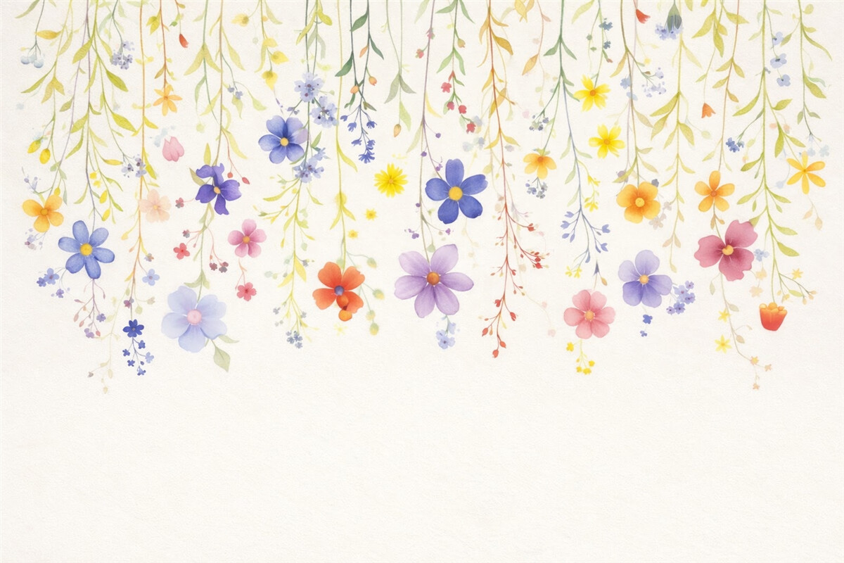 Fototapeta Kwiaty w technice akwarelowej, łatwe i barwne.