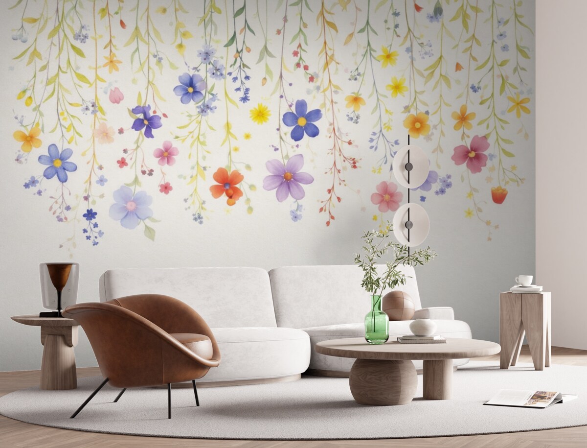 Fototapeta Kwiaty w technice akwarelowej, łatwe i barwne.