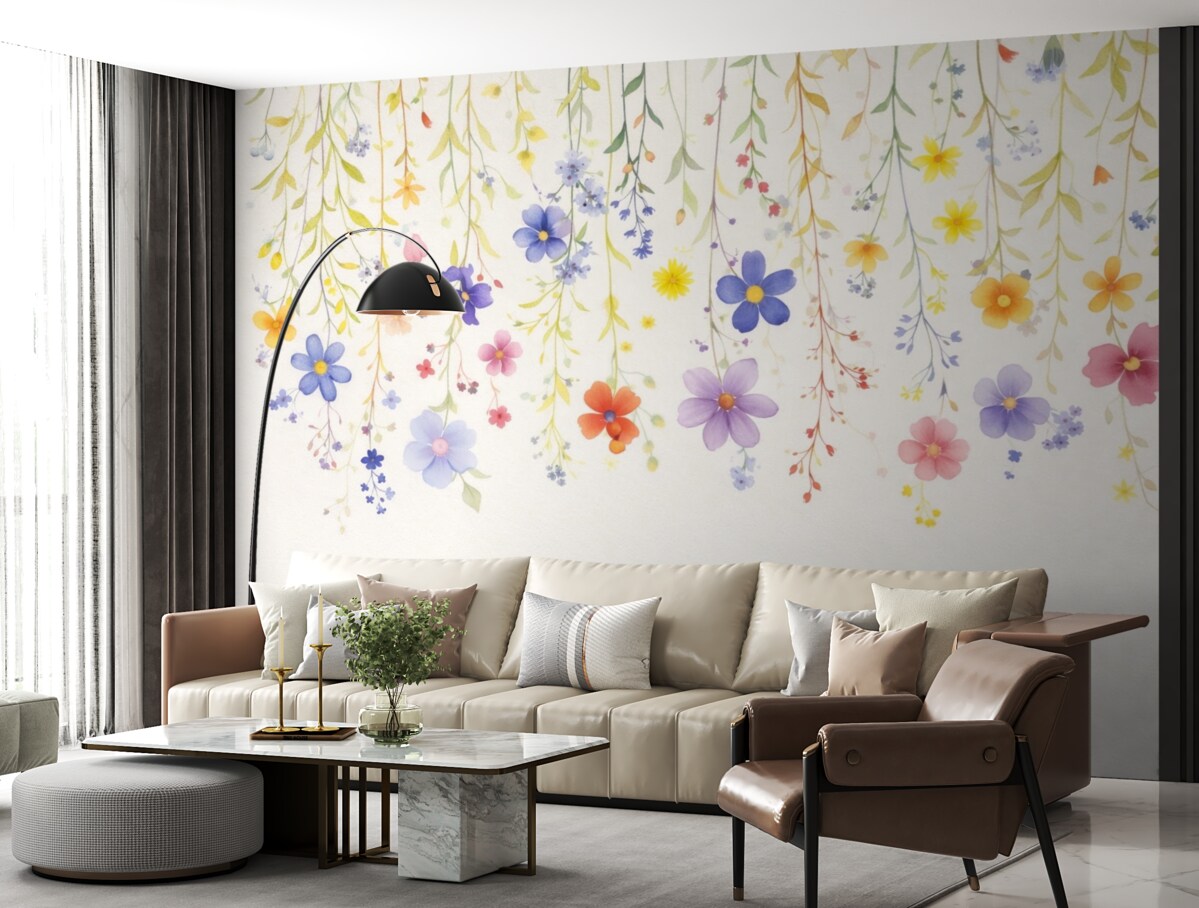 Fototapeta Kwiaty w technice akwarelowej, łatwe i barwne.