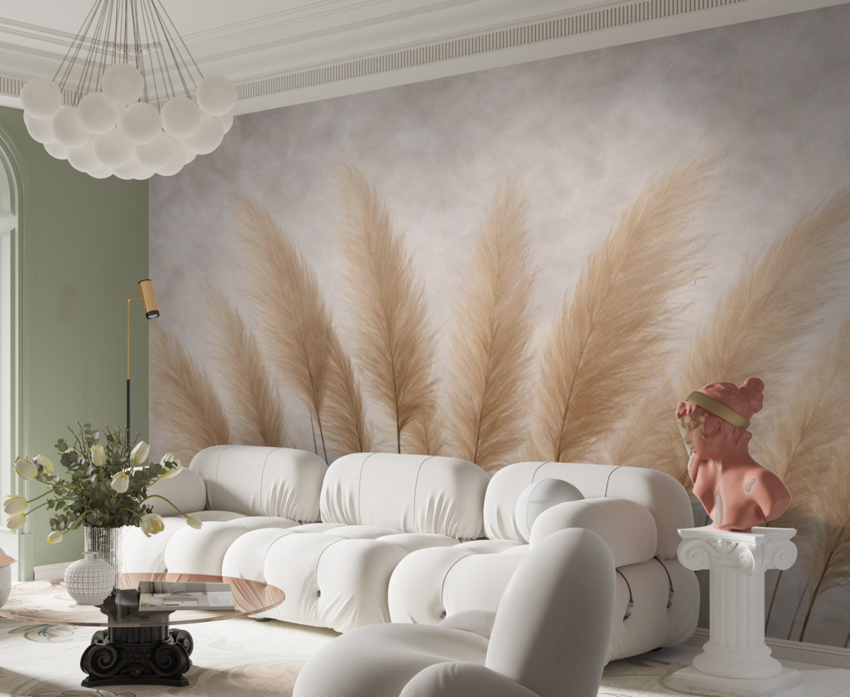 Fototapeta Wysokie rośliny na jasnym beżowym tle.