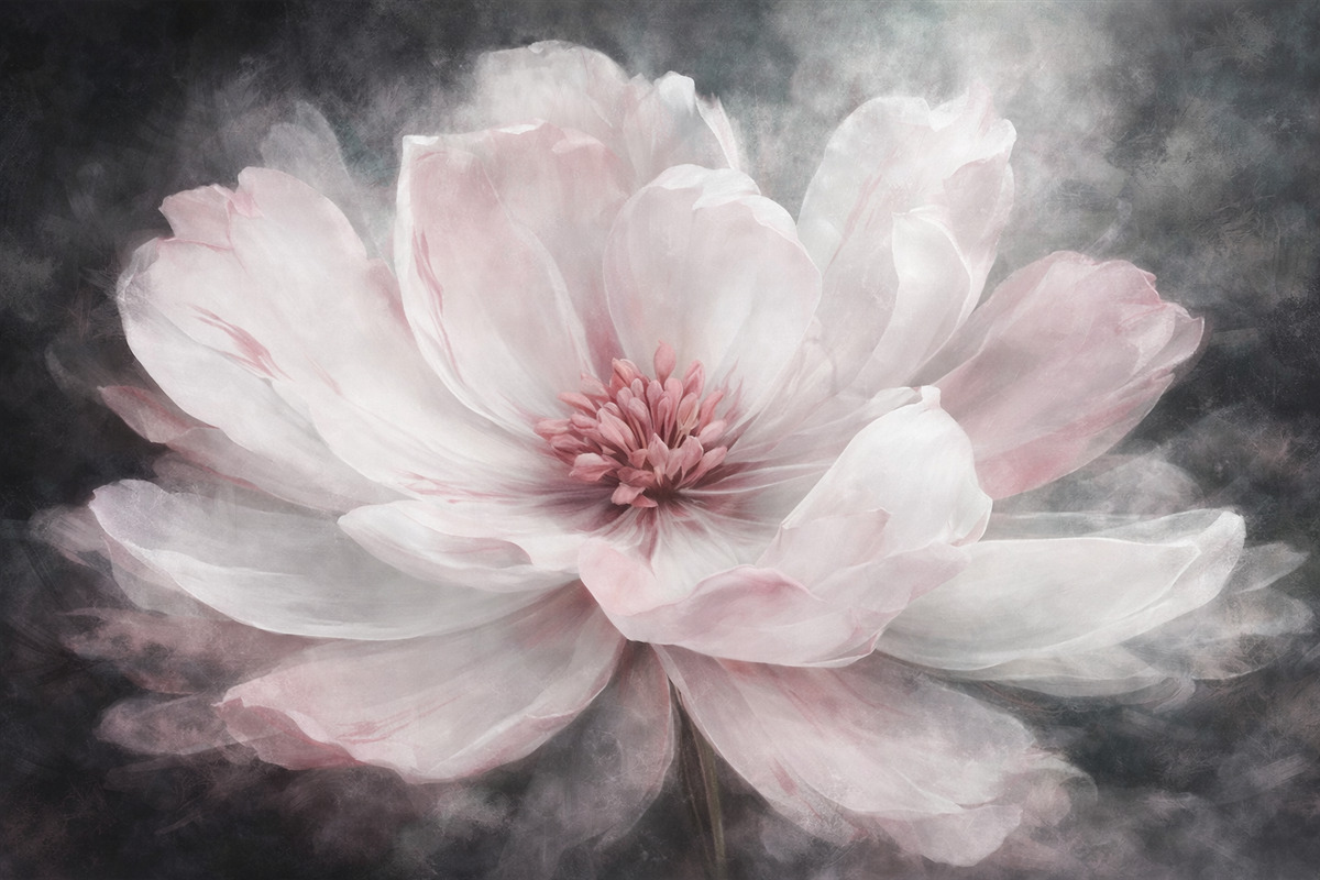 Fototapeta Obszerny jasny abstrakcyjny kwiat z różowym akcentem.