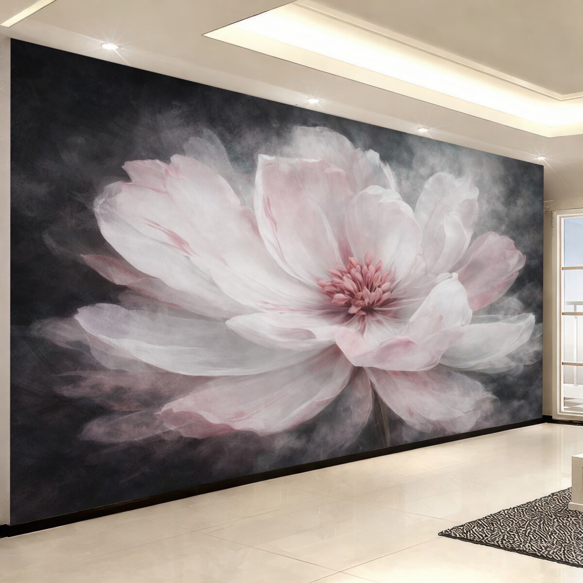 Fototapeta Obszerny jasny abstrakcyjny kwiat z różowym akcentem.