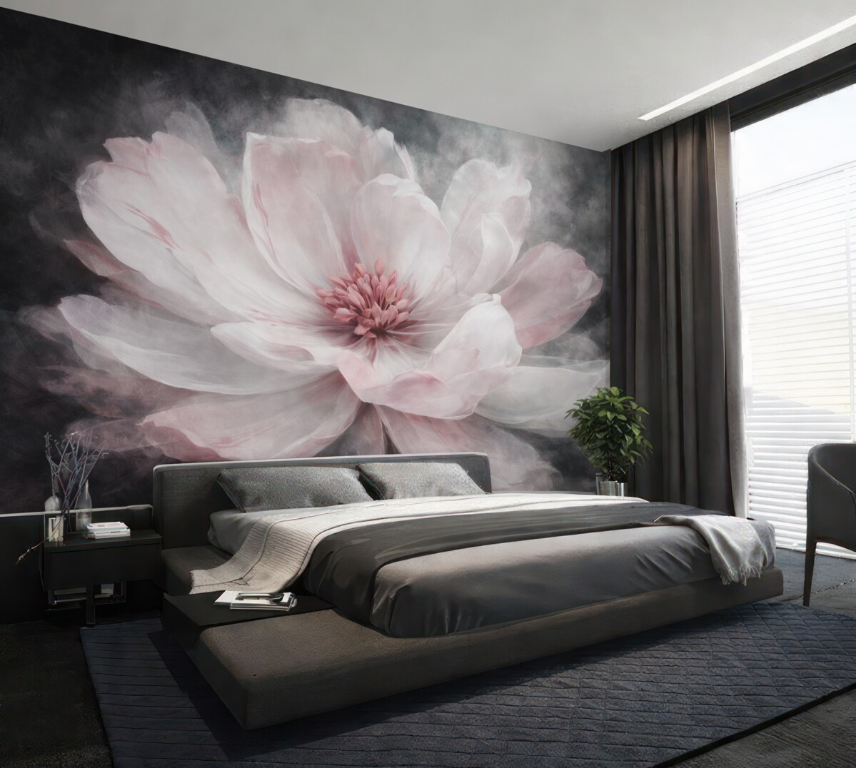 Fototapeta Obszerny jasny abstrakcyjny kwiat z różowym akcentem.