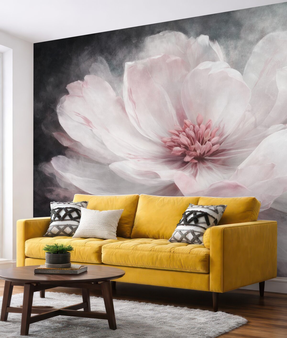 Fototapeta Obszerny jasny abstrakcyjny kwiat z różowym akcentem.