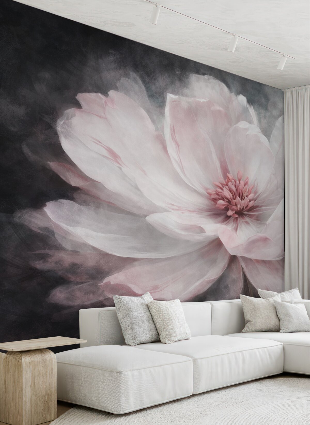 Fototapeta Obszerny jasny abstrakcyjny kwiat z różowym akcentem.