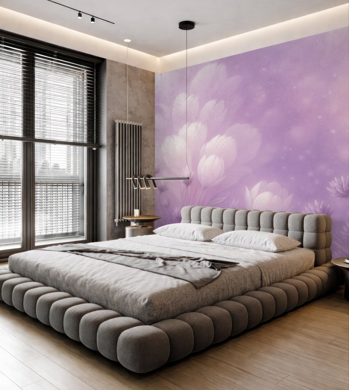 Fototapeta Różowa i purpurowa lawenda z piórami w tle.