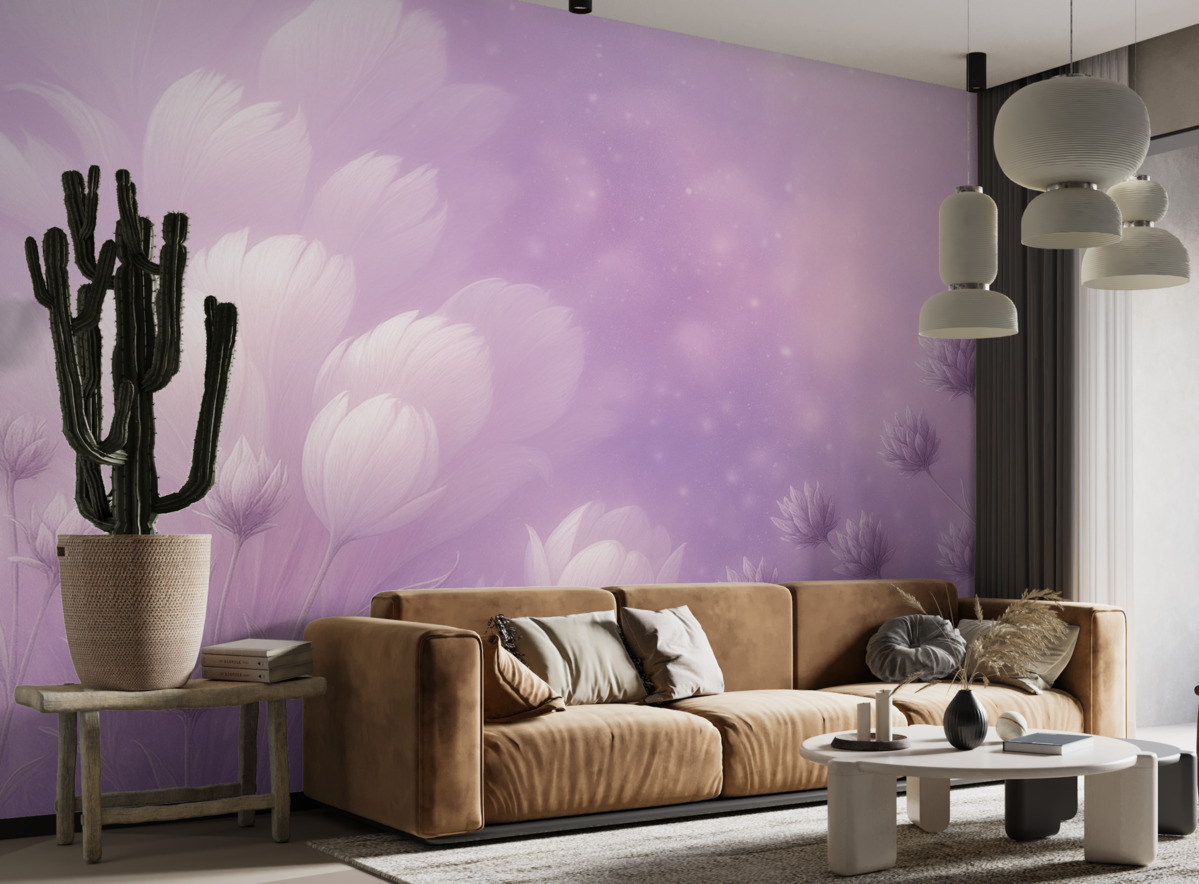 Fototapeta Różowa i purpurowa lawenda z piórami w tle.