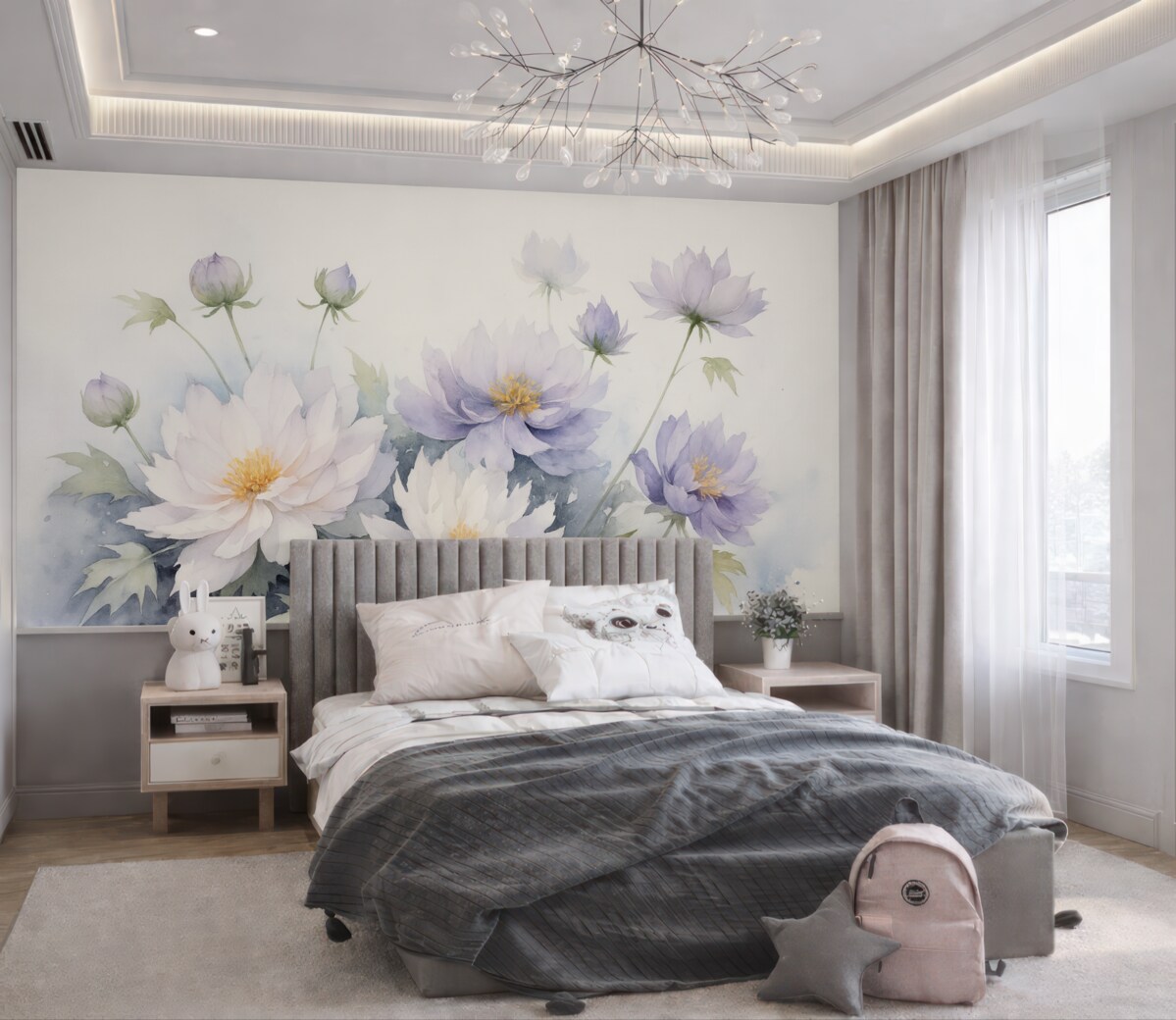 Fototapeta Kwiaty polne w technice akwareli.