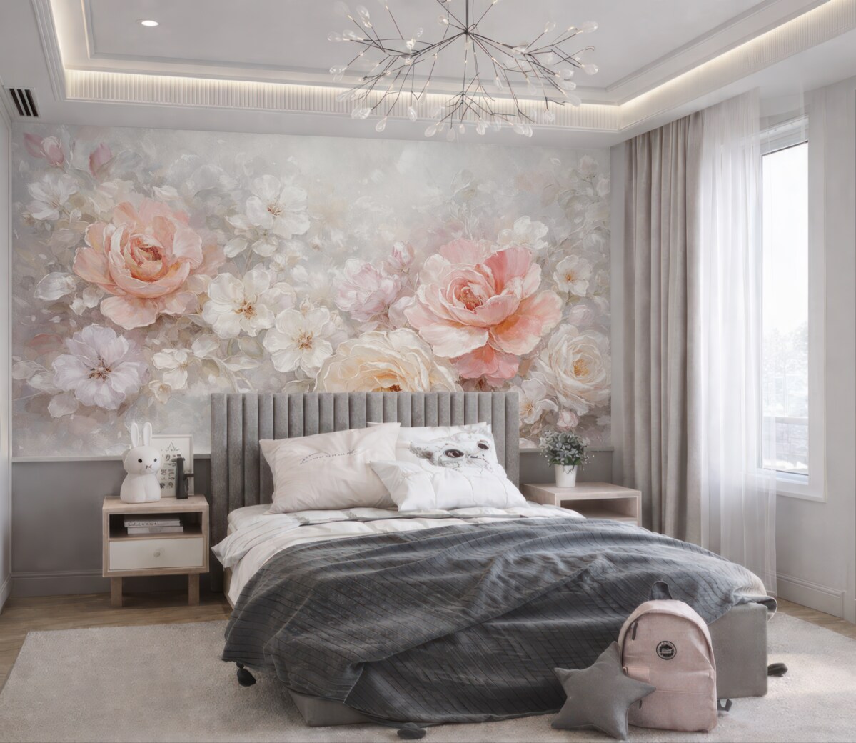 Fototapeta Subtelne róże namalowane farbą olejną.