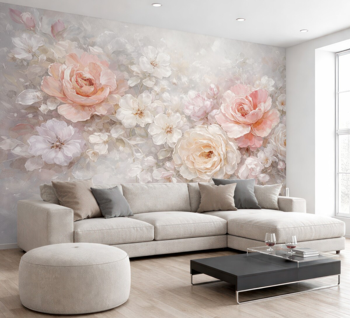 Fototapeta Subtelne róże namalowane farbą olejną.