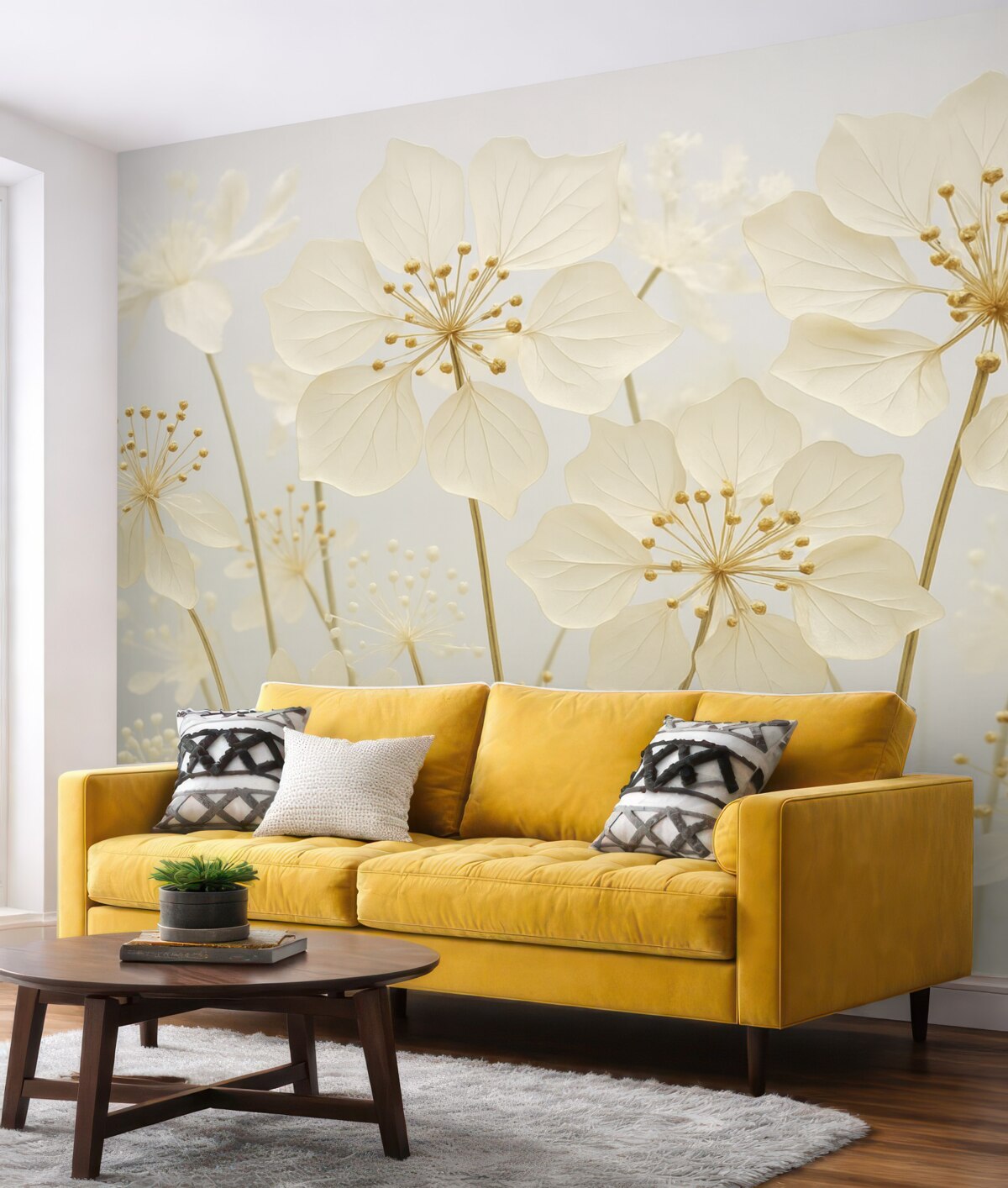 Fototapeta Delikatne łąkowe kwiaty na błękitnym tle.