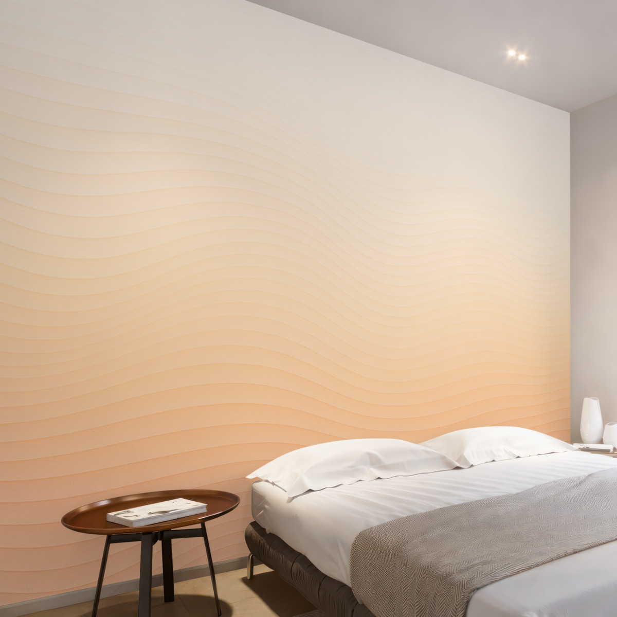 Fototapeta Pomarańczowy oraz biały gradient w falującym stylu.