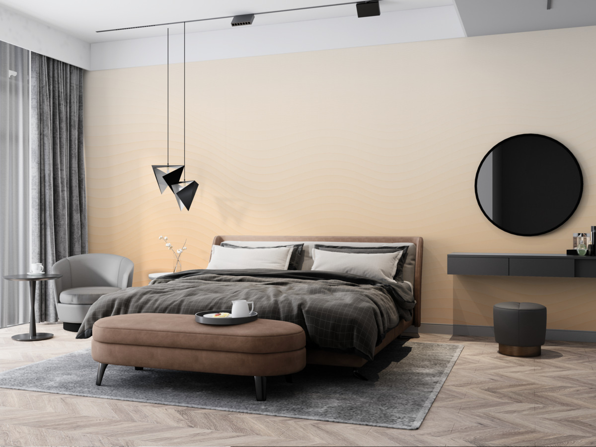 Fototapeta Pomarańczowy oraz biały gradient w falującym stylu.