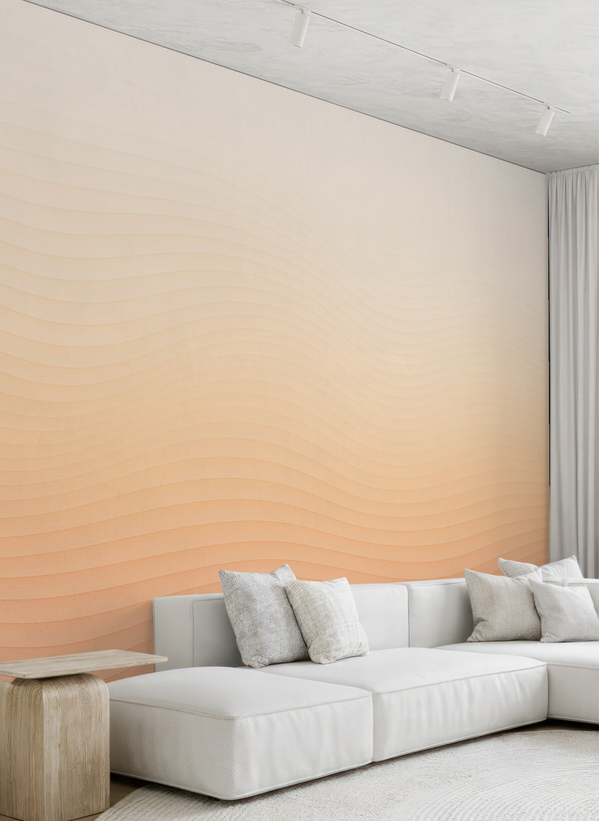 Fototapeta Pomarańczowy oraz biały gradient w falującym stylu.