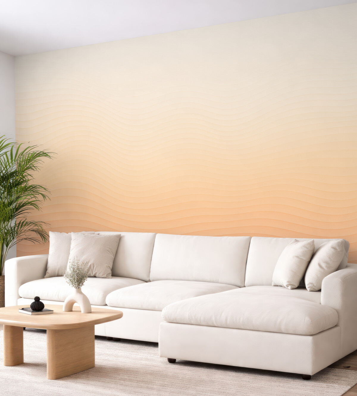 Fototapeta Pomarańczowy oraz biały gradient w falującym stylu.