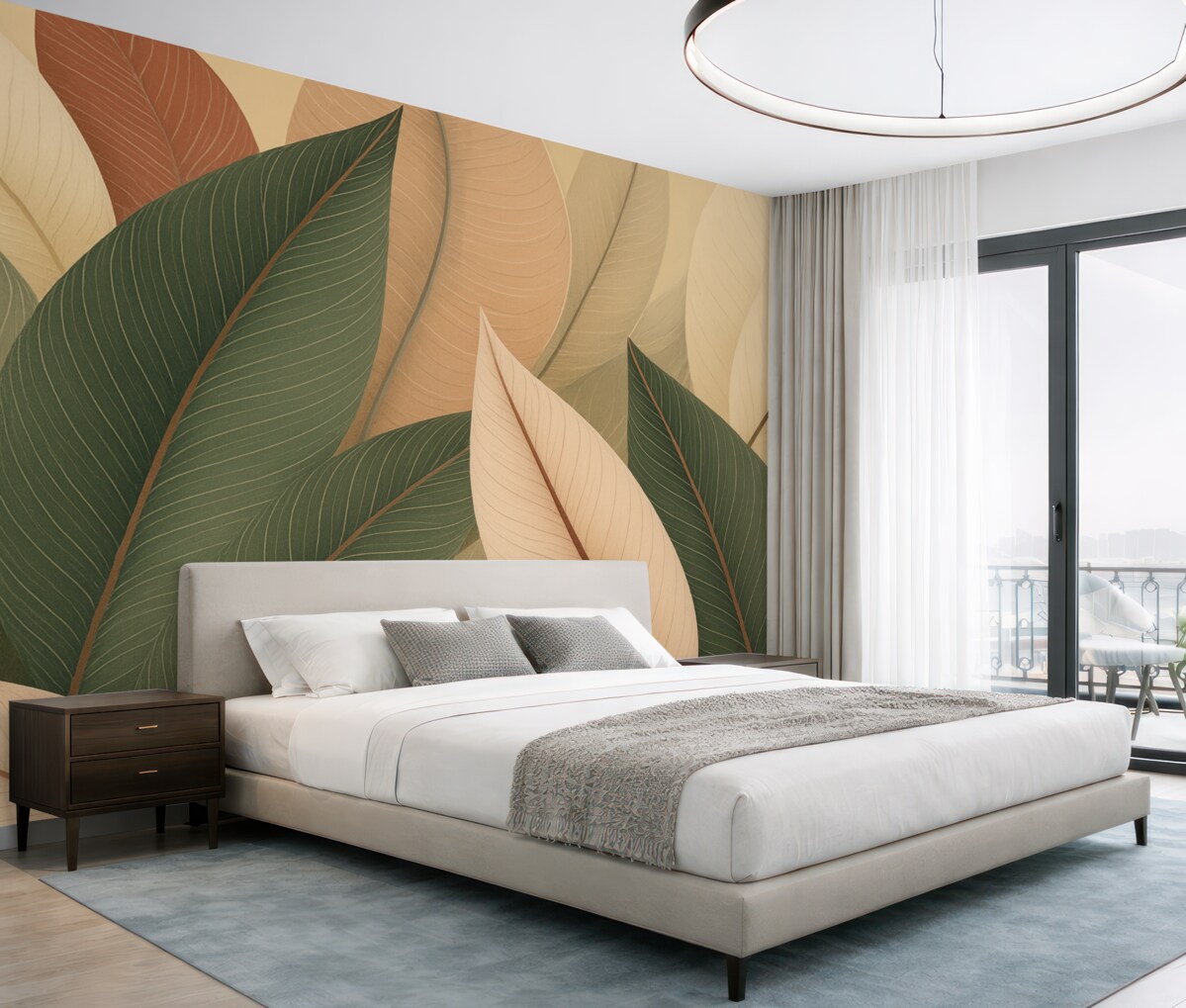 Fototapeta Zbliżenie liści w odcieniach oliwkowej zieleni oraz różowo-kremowym.