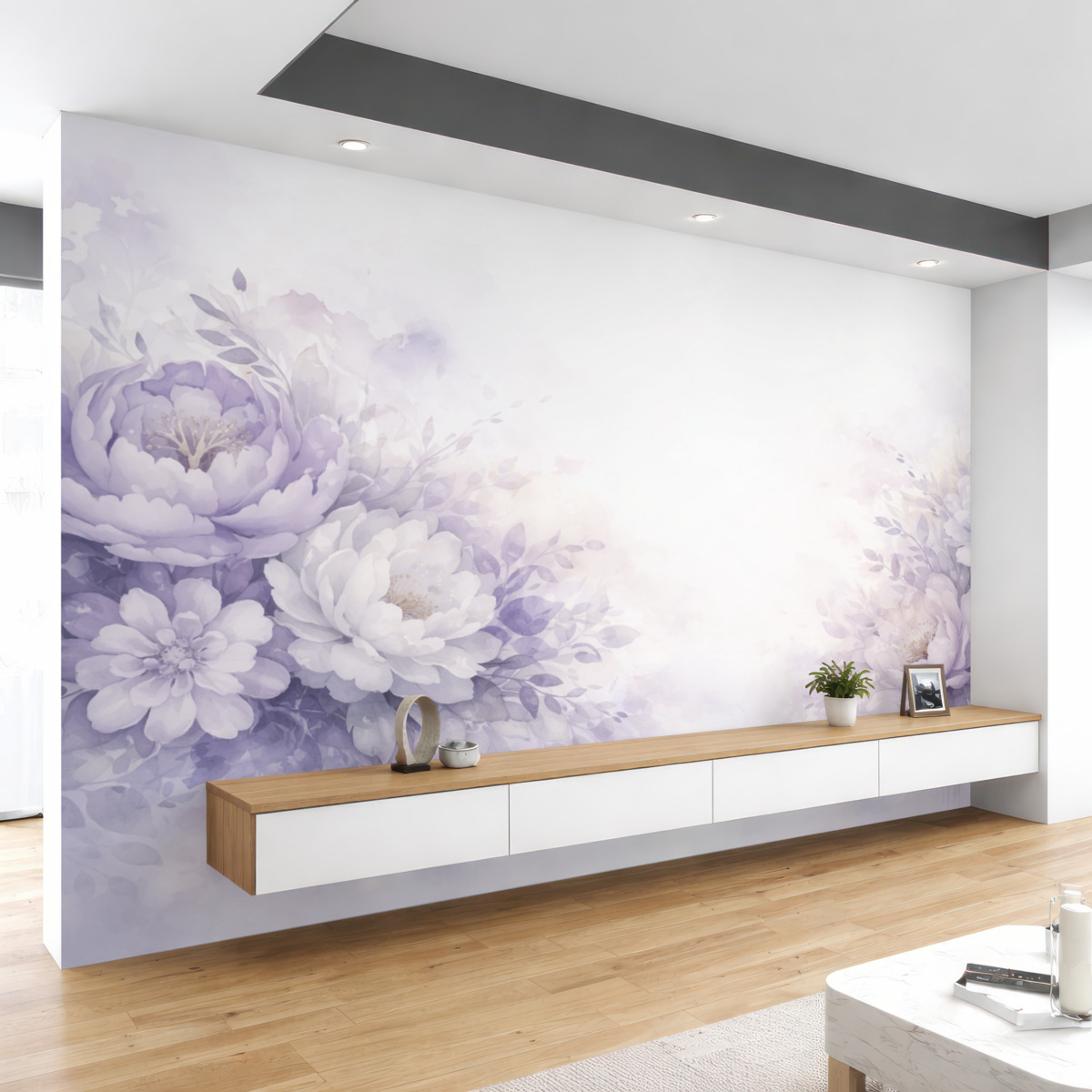 Fototapeta Wielkie subtelne kwiaty bzu, przypominające akwarelę.