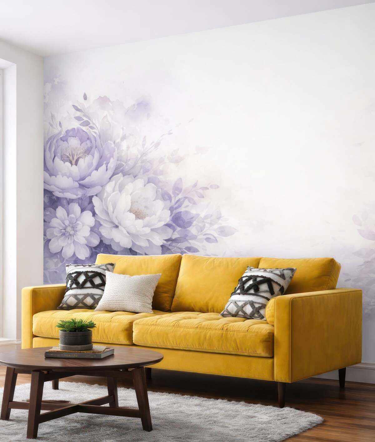 Fototapeta Wielkie subtelne kwiaty bzu, przypominające akwarelę.