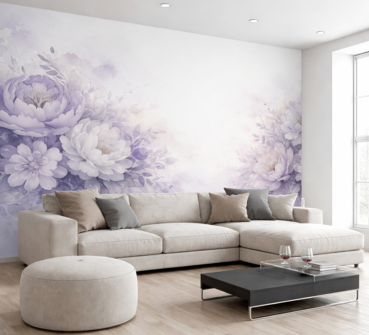 Fototapeta Wielkie subtelne kwiaty bzu, przypominające akwarelę.